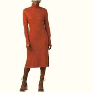 NWT PRANA Figaro SUN-DRIED Orange Wool Blend Soft Turtleneck Sweater Dress S
